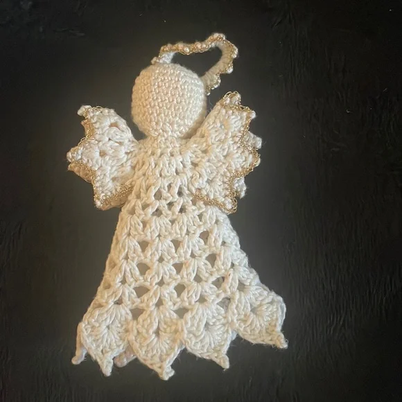 Set Of 10 Crocheted Starched Christmas ornament 3D Angels - Picture 6 of 6